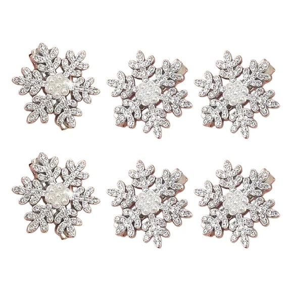 Weflink 6Pcs Rhinestones Snowflake Hair Pin Pearls Embellished Clip For Special Occasion