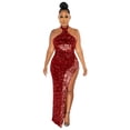 thumbnail image 1 of Prolriy Robe de Cocktail Femme Paillettes Transparentes Couleur Unie Sans Manches Col Robes de Soirée pour Femmes 2025 Nouvelle Année Robe Rouge TG, 1 of 7
