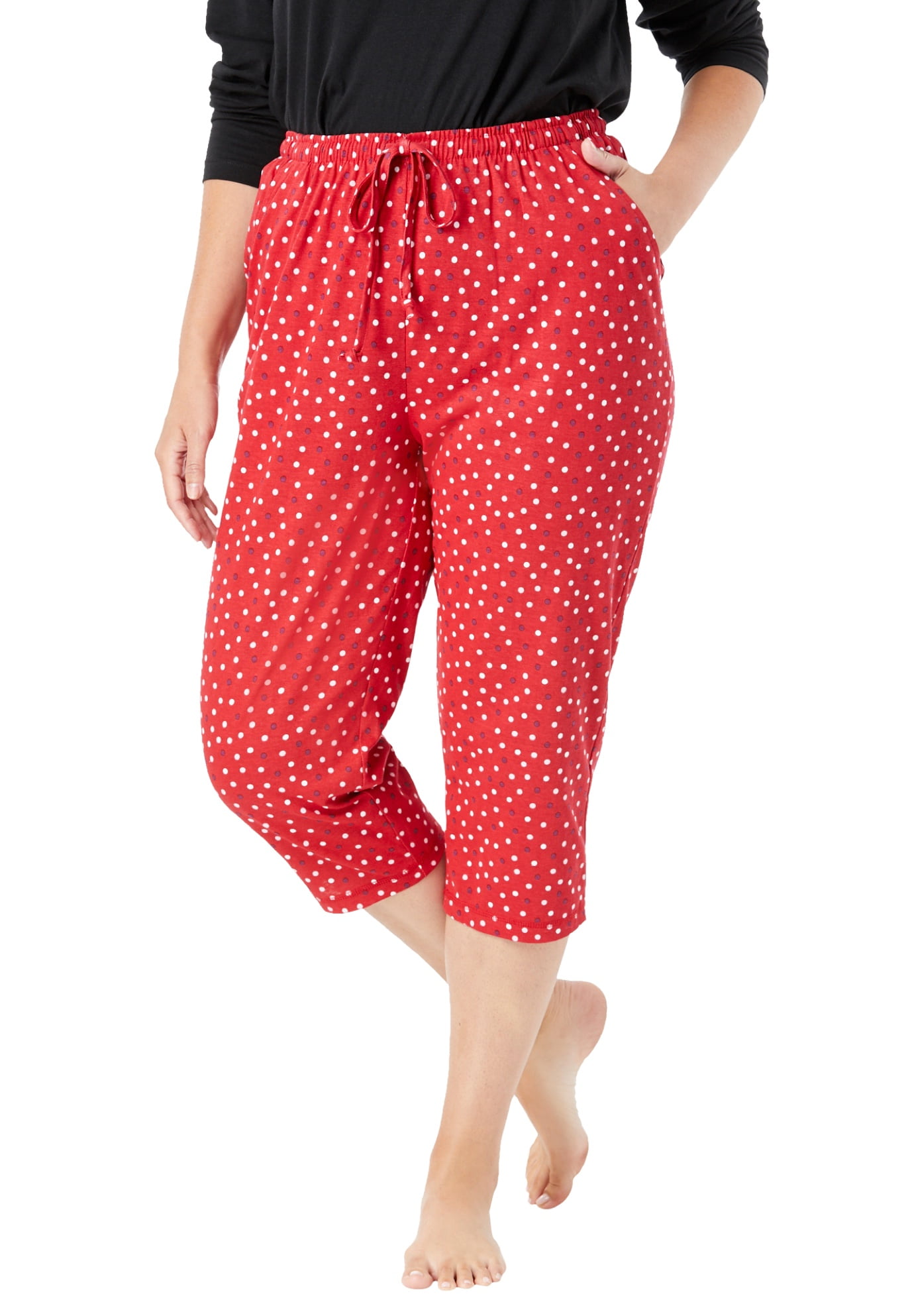 Dreams & Co. Women's Plus Size Knit Sleep Capri Pajamas
