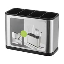 Beautynvta Stainless Steel Silverware Organizer, Kitchen Utensil Holder for Countertop, 4 Compartments Organizer, Large Capacity Flatware Spoon Fork Tool Cutlery Holder