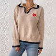 thumbnail image 6 of Byworldtasic Valentine's Day Oversized Sweaters for Women Long Sleeve V-neck Fall Tops Knit Pullover Sweaters, 6 of 7