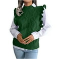 thumbnail image 2 of Jjayotai Women's Sweater Vest, Ruffle Armhole Solid Casual Mock Neck Sleeveless Knitted Sweaters Streetwear Green S, 2 of 8