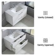 Wonline 36 inch White Bathroom Vanity with Sink Set Wall Mounted Vanity with Ceramic Top and Faucet, Glossy Surface