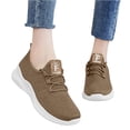thumbnail image 4 of longantii Women's Non-Slip Walking Shoes Lightweight Breathable Comfort Casual Workout Shoes Mesh Knit Lace Up Running Shoes Light Brown, 4 of 4