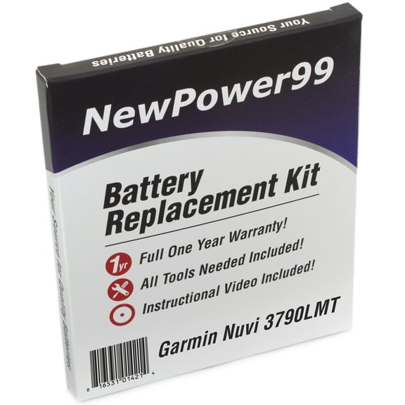 Garmin Nuvi 3790LMT Battery Replacement Kit with Tools, Video Instructions, Extended Life Battery and Full One Year Warranty