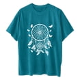 thumbnail image 4 of TSADFHJI Hauts pour Femmes Manches 3/4 T-Shirt d'Été Ample Col Rond Manches Courtes Haut Décontracté TTG Bleu, 4 of 4