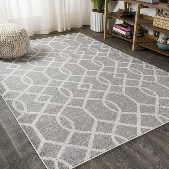 JONATHAN Y MOROCCAN HYPE 3 x 5 Area Rug, Asilah Ogee Fretwork - Dark Gray/Cream, MOH104A-3