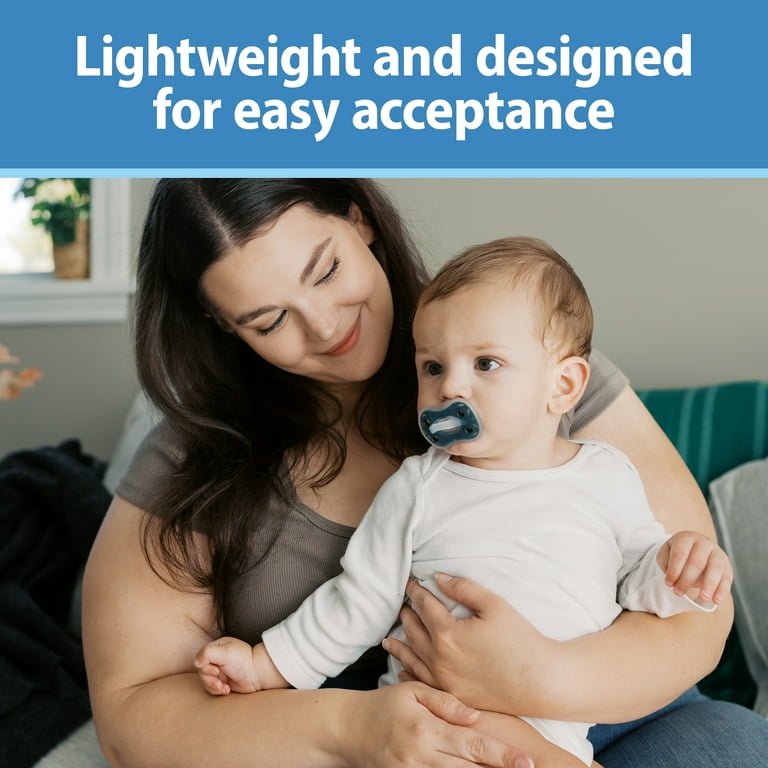 Dr. Brown's Advantage One-Piece Silicone Baby Pacifier, Fully Symmetrical, Neutral, 6-18M, 3 Pack