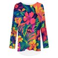 thumbnail image 2 of CLOOCL Women Plus Size Blouse Retro Colorful Flower Pattern Print T-Shirt Long Sleeve Casual Female Loose Tops, 2 of 6