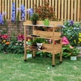 Renwick Outdoor Potting Bench Table with Storage Shelf,Natural Wood