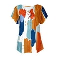 thumbnail image 4 of ALLLIST Going Out Tops for Women Orange V-Neck Short Sleeve Button Graphic T-Shirts Womens Shirts Under $10 S, 4 of 5