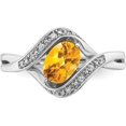 thumbnail image 3 of Solid 14k White Gold Oval Citrine and Diamond Ring - Ring Size 7.0-3.8gm, 3 of 8