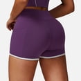 thumbnail image 4 of Active Active Women's High Waist Biker Shorts with Contrast Piping and Seamless Stretch Fabric - Large, Purple, 4 of 6