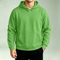 thumbnail image 4 of Men's Solid Color Pullover Hoodie, Long Sleeve Loose Fit Fall Casual Streetwear Sweatshirt with Front Pocket Green S, 4 of 5