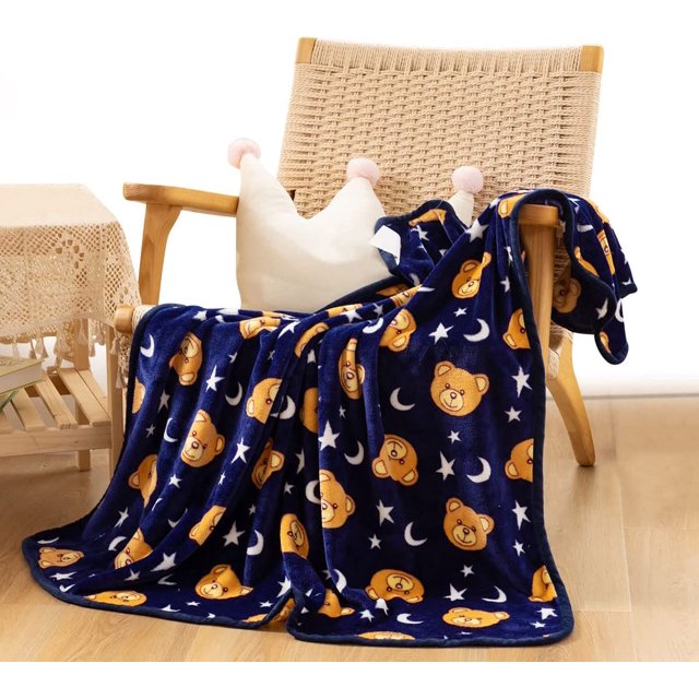 MUÜNSOY Cobija Individual 110*130 Suave, Cobija Térmica Franela Tacto Ultrasuave, Cobertor Forro Polar Transpirable Patrones, Cobija para Bebés, Lavado a Máquina, Cobija Infantíl para Niños, Ositos SHIRET Hogar