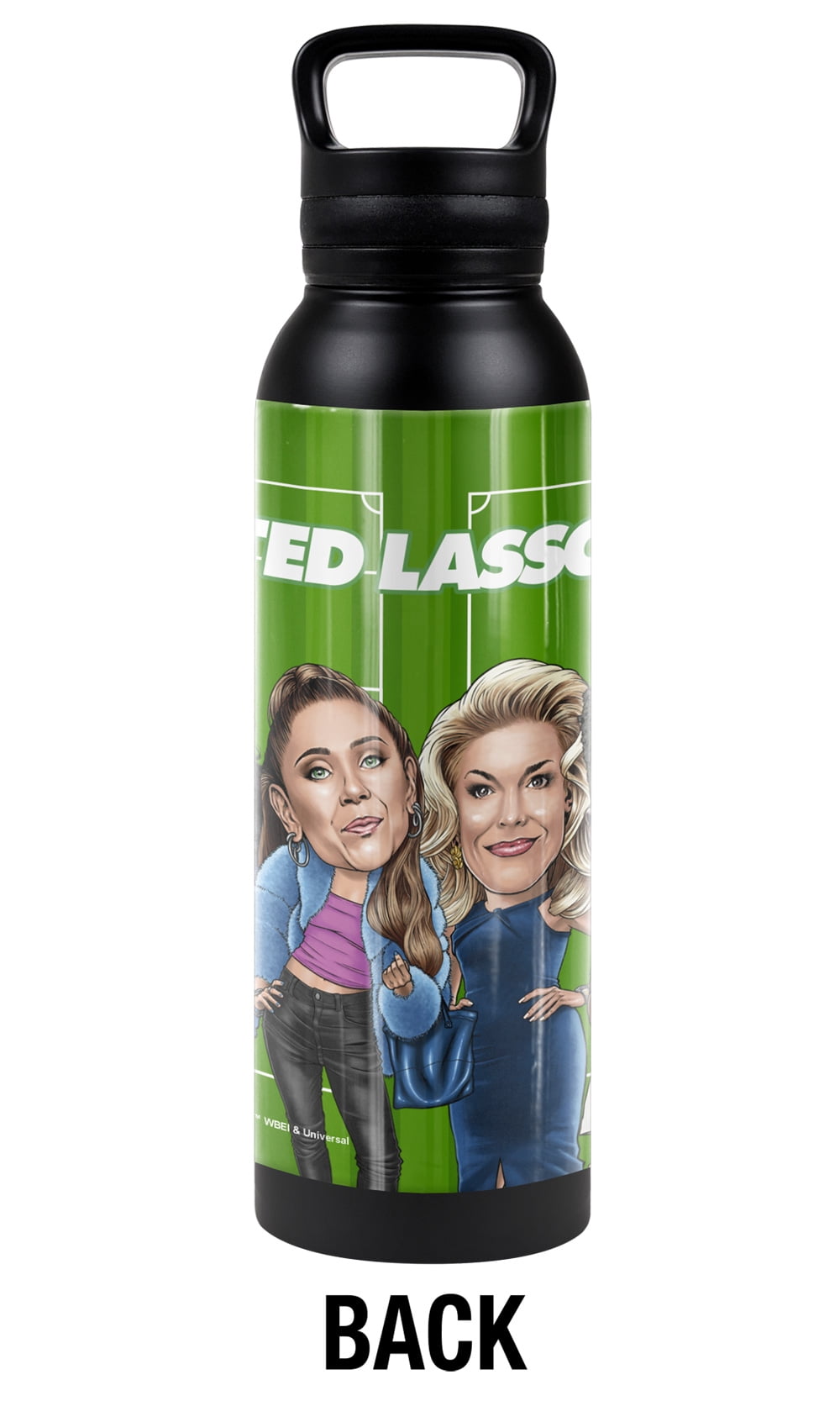 Ted Lasso Official Team Lasso On The Pitch 24 oz Insulated Canteen Water Bottle, Leak Resistant, Vacuum Insulated Stainless Steel with Loop Cap, Black