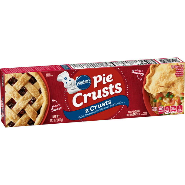 Pillsbury Refrigerated Pie Crusts, 2 Ct, 14.1 oz Box - Walmart.com ...