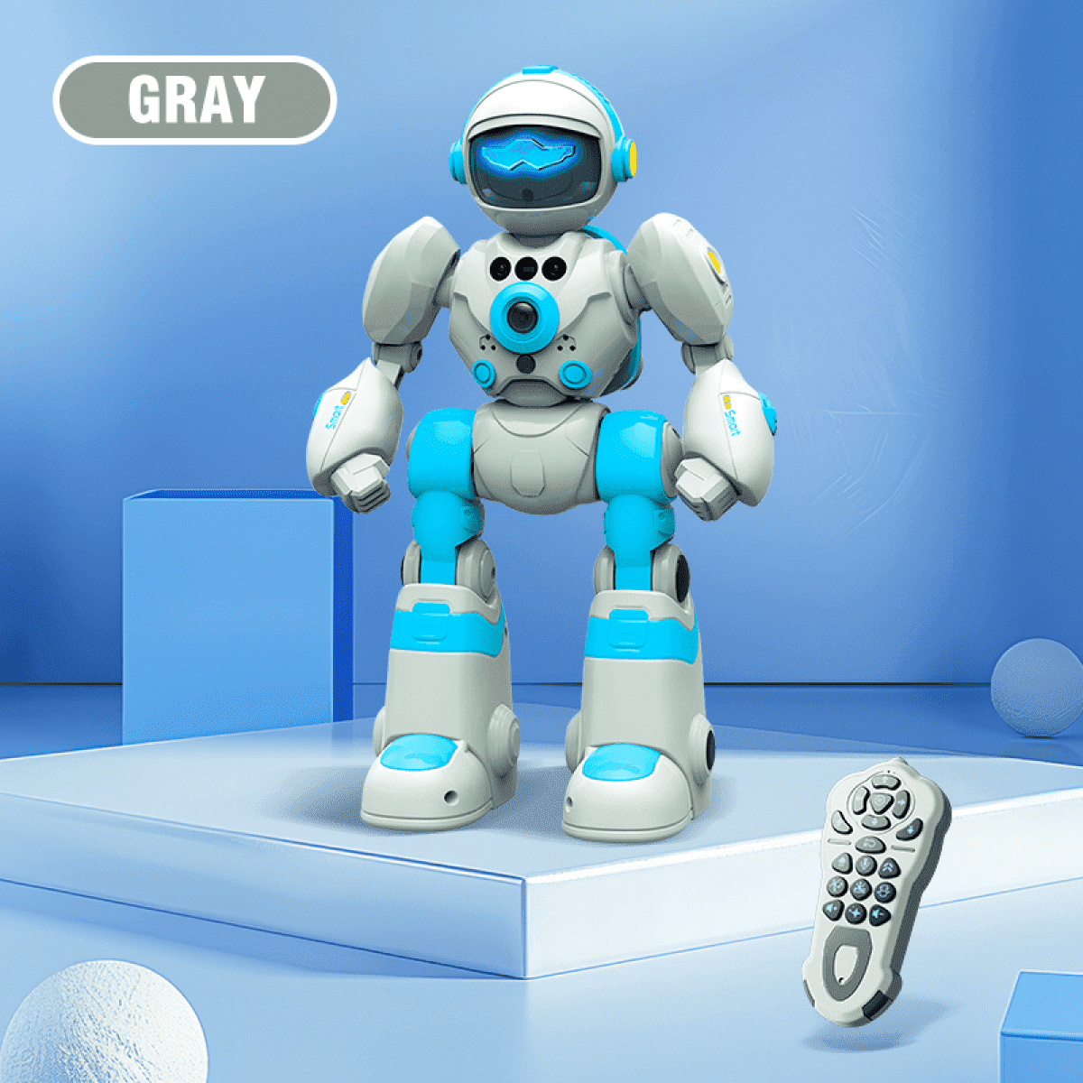RC Robot Toys for Kids with Unique Voice, Gesture Control Interactive Robotic for Age 3+ Gifts(Gray)