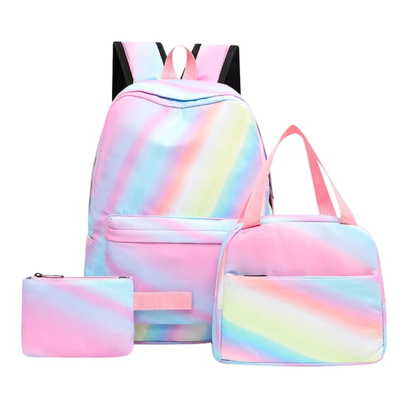 Gyujnb School Backpack, Lightweight Backpack Rainbow Gradient Backpack with Lunch Bag, Backpack for School , Backpack with Lunch Box