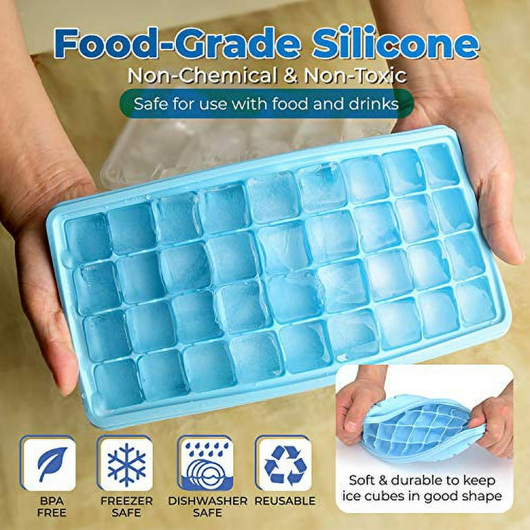 Food-grade Silicone Ice Cube Tray with Lid and Storage Bin for Freezer,  Easy-Release 2 * 36 Small Nugget Ice Trays 1 ice Bucket & Scoop, Flexible Ice  Cube Molds…
