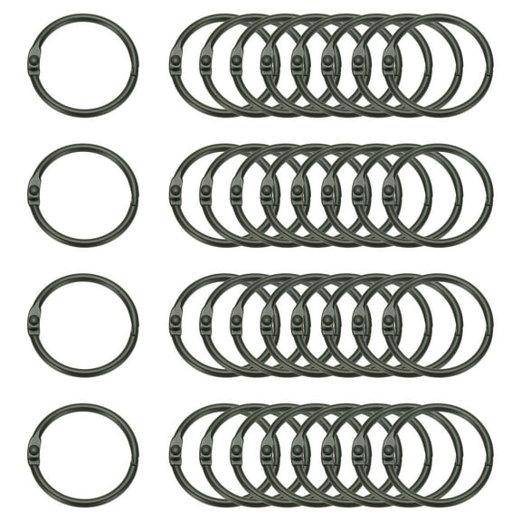 Uxcell 36Pcs Loose Leaf Binder Rings, 1.5 Inch Metal Open Card Rings Heavy Duty Book Rings for Key Index Card Rings Paper Rings Office, Black