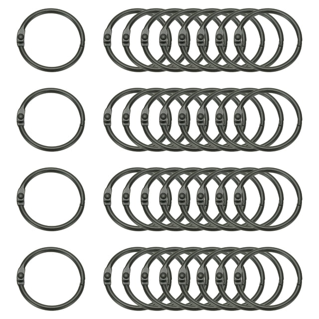 Uxcell 36Pcs Loose Leaf Binder Rings, 1.5 Inch Metal Open Card Rings Heavy Duty Book Rings for Key Index Card Rings Paper Rings Office, Black