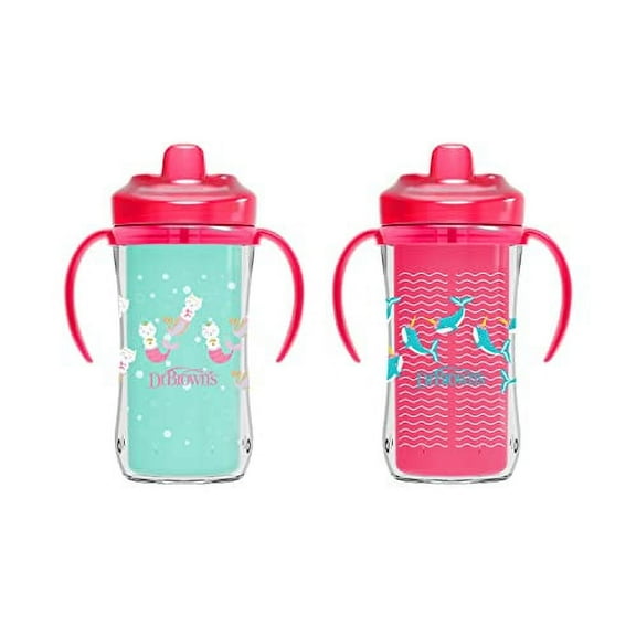 Dr. Brown’s Milestones Hard Spout Insulated Sippy Cup with Handles - Pink - 10oz - 2pk - 12m
