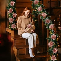 Clispeed clip on poinsettia flowers Artificial Poinsettia Flowers Rose Gold 12Pcs