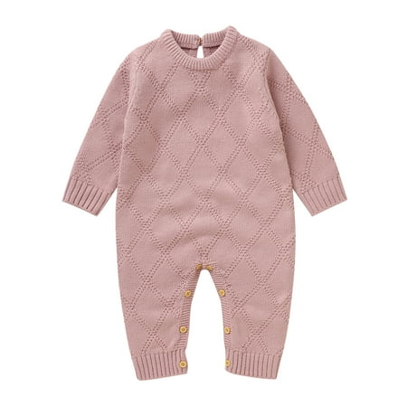 Rovga Toddler Baby Round Neck Knit Romper Cotton Long Sleeve Boys Girls Sweater Clothes Baby Jumpsuit Child Clothing