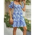 thumbnail image 5 of Cogild Summer Dresses Casual Short Sleeve Square Neck Mini Dresses Floral Print Sundresses For Women, 5 of 6