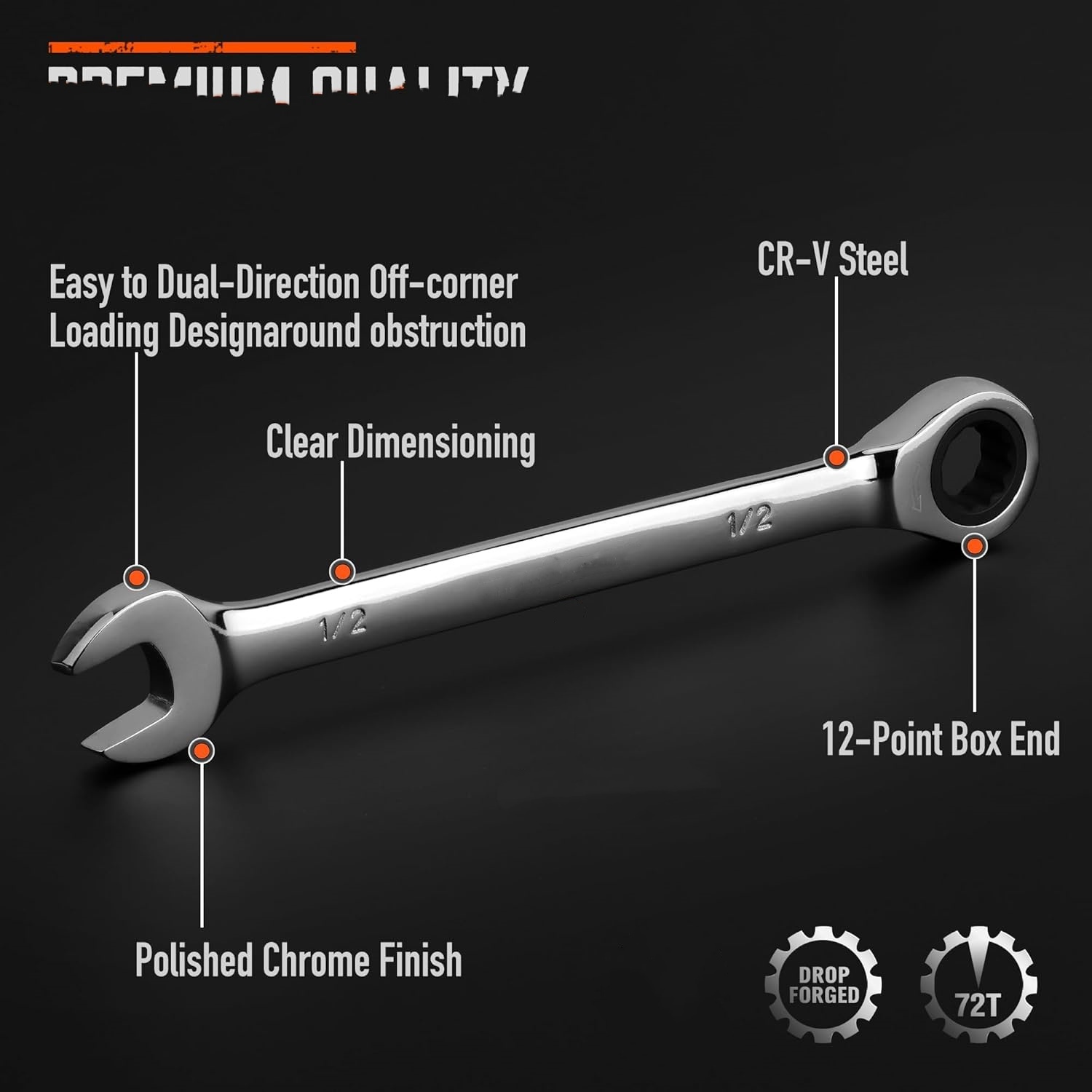 24-Piece Ratcheting Wrench Set | Metric and SAE | Ratchet Combination Wrenches Set with Organizer | 72-Tooth | Chrome Vanadium Steel | 6-18 mm & 1/4” to 3/4“ (24-Piece)