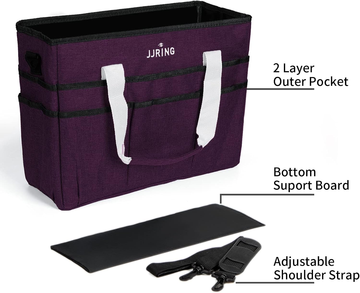 Craft Organizer Tote Bag, Large Deep Purple Multi-Pocket Art and Sewing Storage Caddy for Scrapbooking, Office, and Medical Supplies