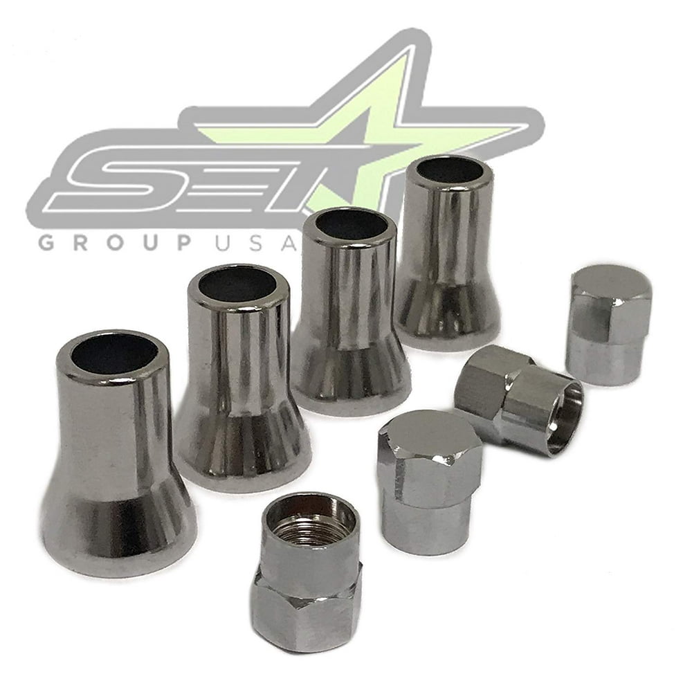 CHROME TIRE VALVE STEM CAPS WITH SLEEVE COVER WILL FIT TR413 FOR