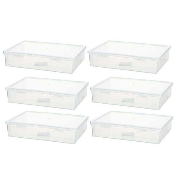 6 Pcs 11In x 8In 2In Plastic Storage Box with Lid Multipurpose Craft Organizer Containers Clear Pencil Case