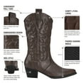 thumbnail image 3 of Rollda Women's Western Cowboy Boots Pointed Toe Mid-Calf Cowgirl Boots Ladies Embroidered Fashion Boots with Chunky Heel, 3 of 8