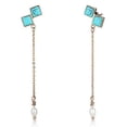 thumbnail image 1 of Alamode TK2814 Femmes IP Or Rose Boucles d'Oreilles en Acier Inoxydable avec Synthétique en Bleu de Mer, 1 of 1