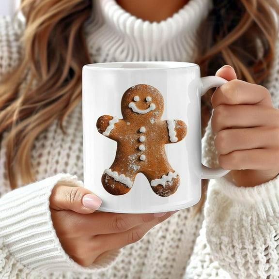 Vintage Gingerbread Man Mug, CH1Ristmas Mug, H1oliday DE1cor, Winter Art, Vintage Prin, Fest Tea Cup, Ceramic Coffee Mug