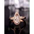 thumbnail image 2 of Limited Time Sale 1.25 carat Pear cut Morganite and Diamond Halo Engagement Ring in 10k Rose Gold for Women, 2 of 2