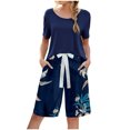 thumbnail image 1 of Conjunto de Pantalones Cortos Para Mujer, Cuello Redondo, Color Sólido, Manga Corta, Traje Estampado, Conjunto de Top Informal, Pijama de Chándal Odeerbi ODB159009, 1 of 4