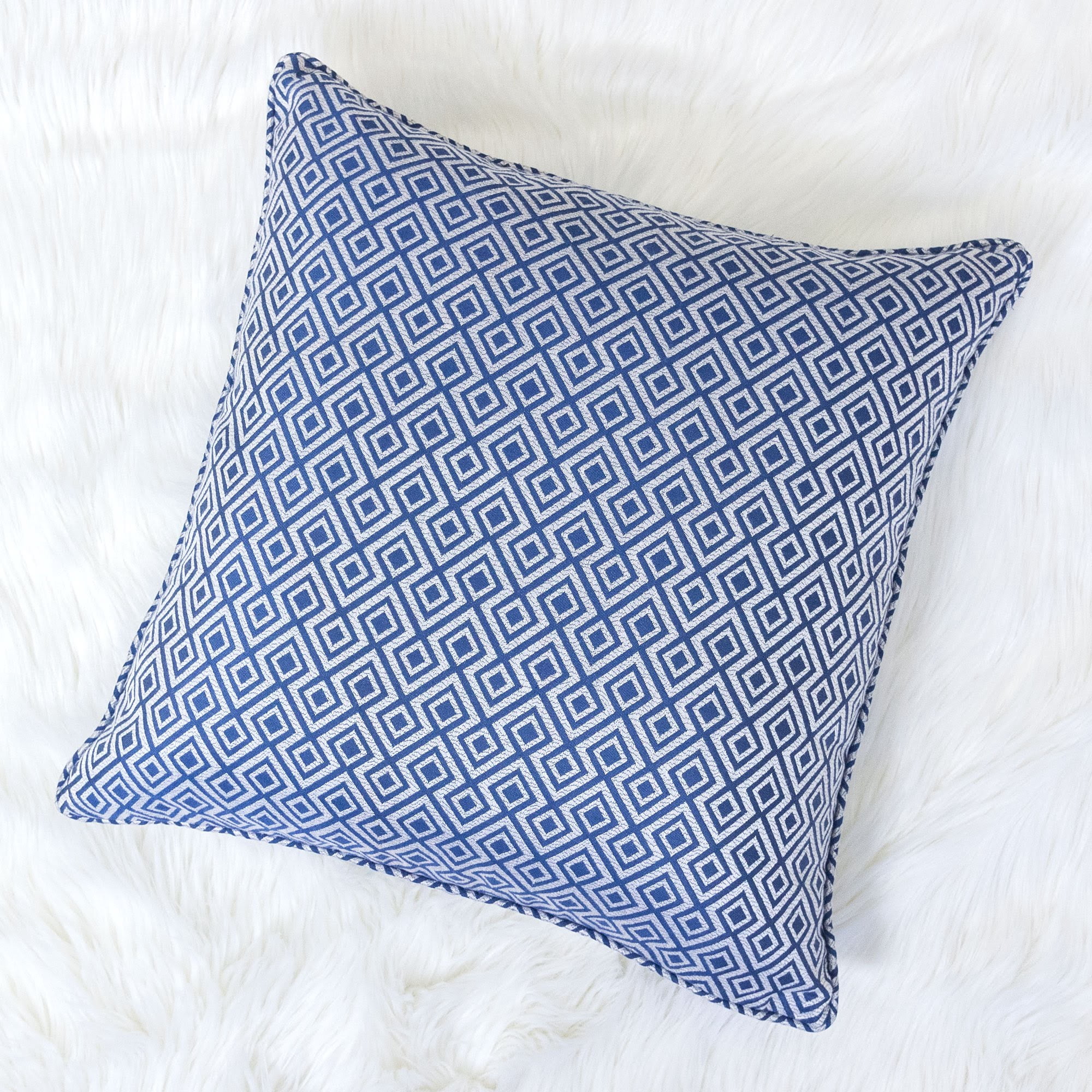 Jackie Navy Geometric Polyester 20 in. x 20 in. Throw Pillow
