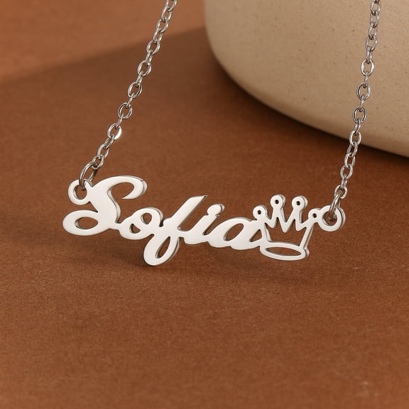 Stainless Steel Customized Crown Name Necklace Personalized Nameplate Pendant Choker Neck Chains Jewelry Gift for Women