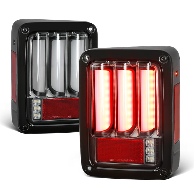 Fits [Sequential Signal] 07-18 Jeep Wrangler LED Tail Lights Lamp - Black  Smoked 