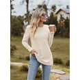 thumbnail image 3 of Chiclily Womens Long Sleeve Shirts Lightweight Pullover Sweaters Apricot Large Crew Neck Tunics Tops, 3 of 6
