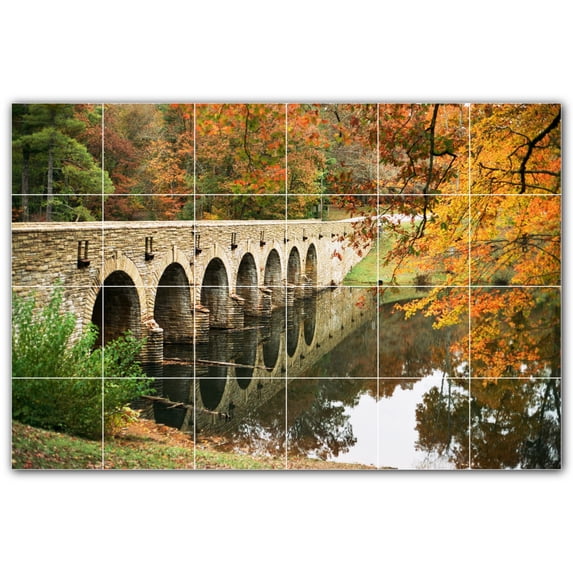Picture-Tiles.com: Bridge Ceramic Tile Wall Mural WAL500246-64L. 48"W x 32"H using (24) 8" x 8" Ceramic Tiles-Satin Finish