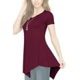 thumbnail image 5 of Made by Johnny Women's V-Neck Asymmetrical Tunic Top XXXL WINE, 5 of 6