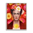 thumbnail image 4 of Stupell Industries Bold Frida Kahlo Portrait Floral Poppies Pattern Painting Gray Framed Art Print Wall Art, Design by Diane Neukirch, 4 of 5