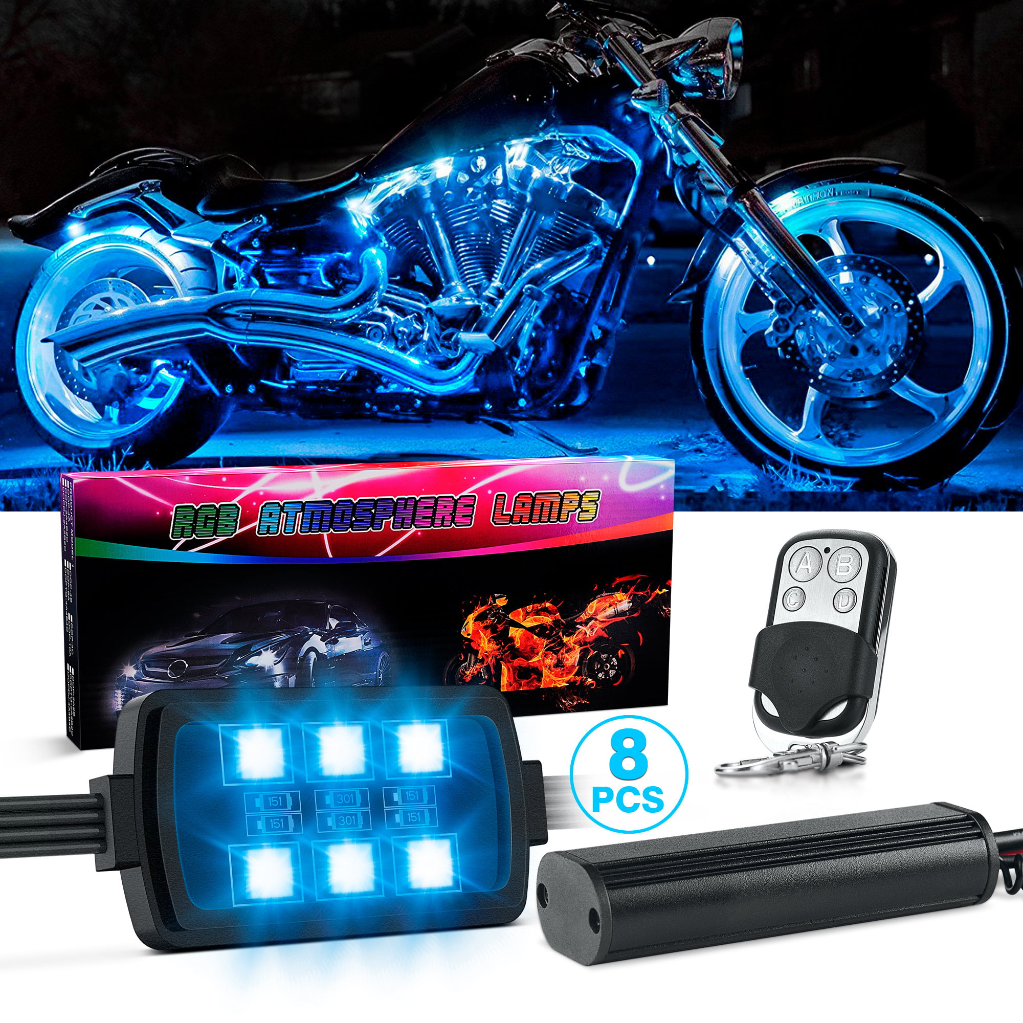 Motorcycle LED Accent Light Kit | Multi-Color with Remote Key Fob