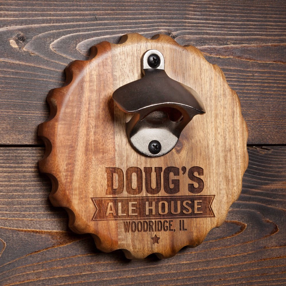 Personalized Beer Cap Holder and Beer Bottle Opener