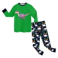 thumbnail image 5 of Hessimy Toddler Boys Girls Spring Summer Cute Pattern 2Pcs Long Sleeve Breathable Soft Sleepwear Pajamas, Summer Thermal Wear,12M-5Y(Green,3-4 Years), 5 of 5