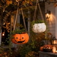 thumbnail image 3 of White Halloween Pumpkin Planter Pot, Artificial Jack-O-Lantern Decor for Outdoor Garden, Patio Porch and Halloween Party Display, 3 of 6